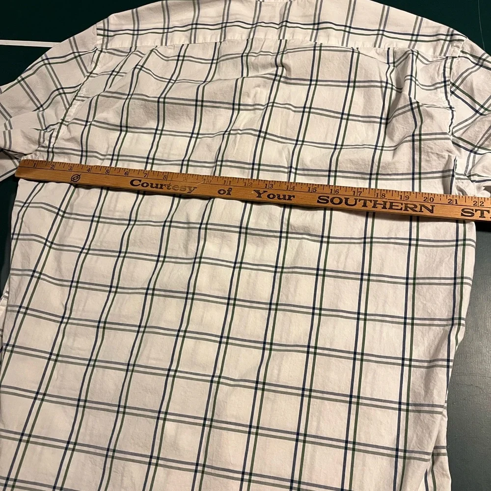 J. Crew White and Green Casual Button Down Shirt